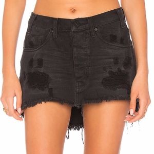 One Teaspoon  Black Denim Mini Skirt 25 NWT